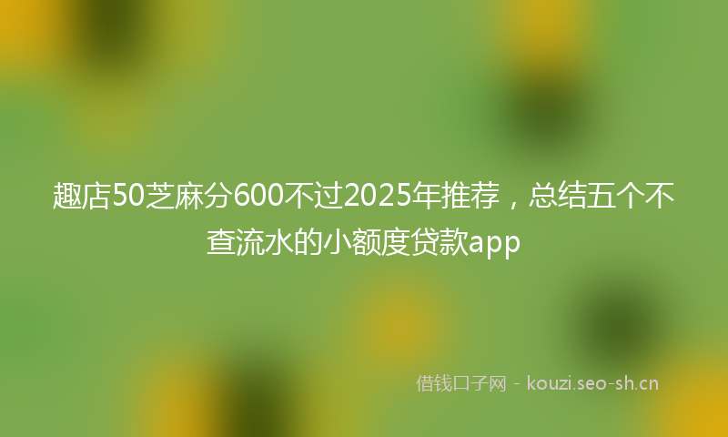 趣店50芝麻分600不过2025年推荐，总结五个不查流水的小额度贷款app