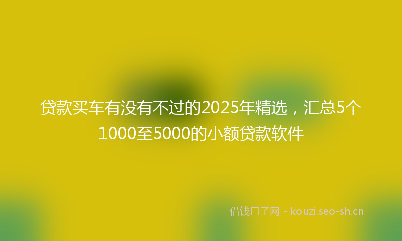 贷款买车有没有不过的2025年精选，汇总5个1000至5000的小额贷款软件