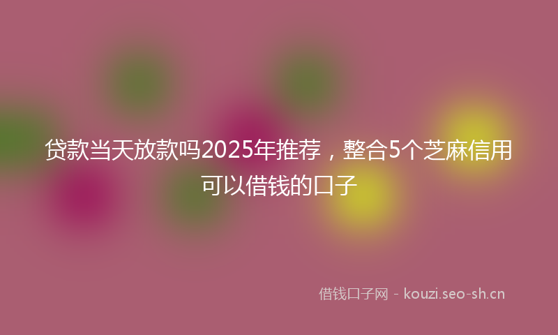 贷款当天放款吗2025年推荐，整合5个芝麻信用可以借钱的口子