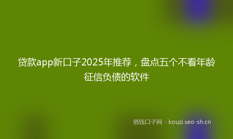贷款app新口子2025年推荐，盘点五个不看年龄征信负债的软件