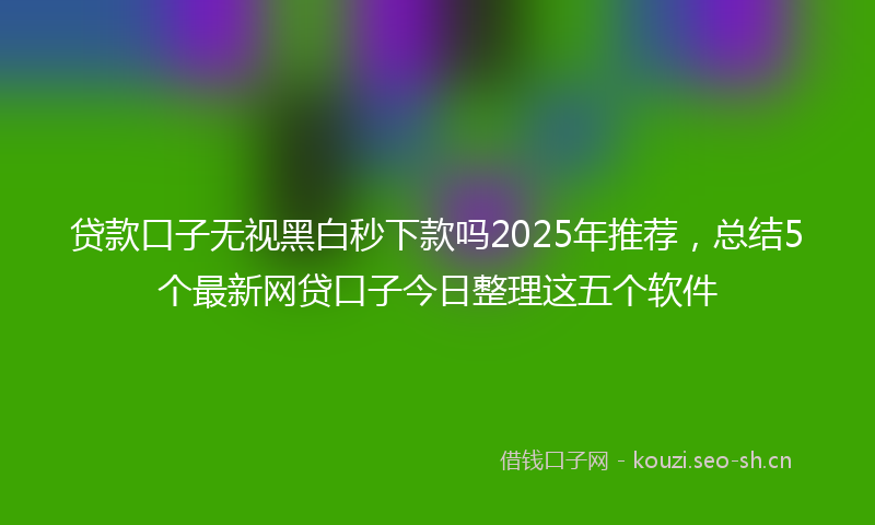 贷款口子无视黑白秒下款吗2025年推荐，总结5个最新网贷口子今日整理这五个软件