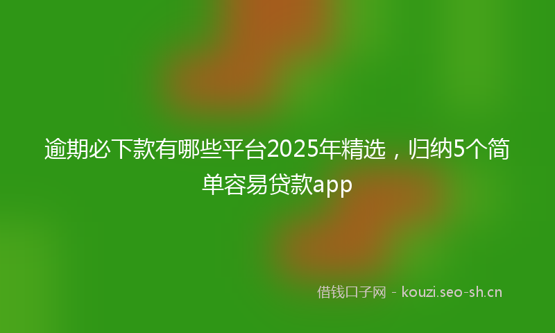 逾期必下款有哪些平台2025年精选，归纳5个简单容易贷款app