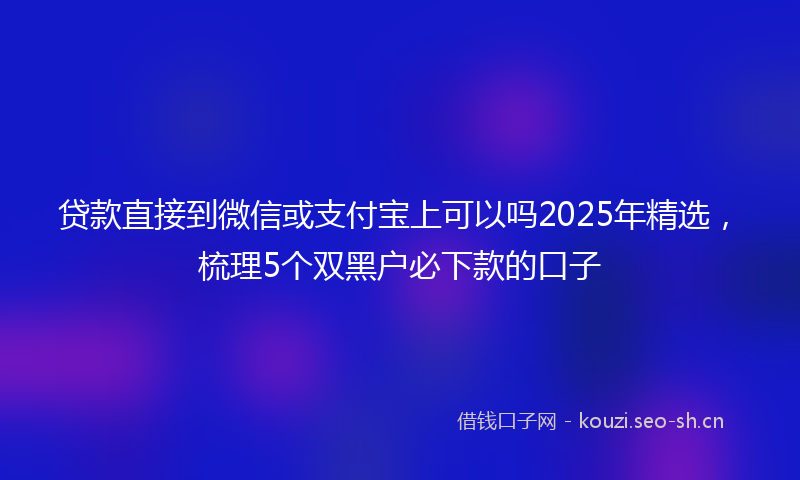 贷款直接到微信或支付宝上可以吗2025年精选，梳理5个双黑户必下款的口子