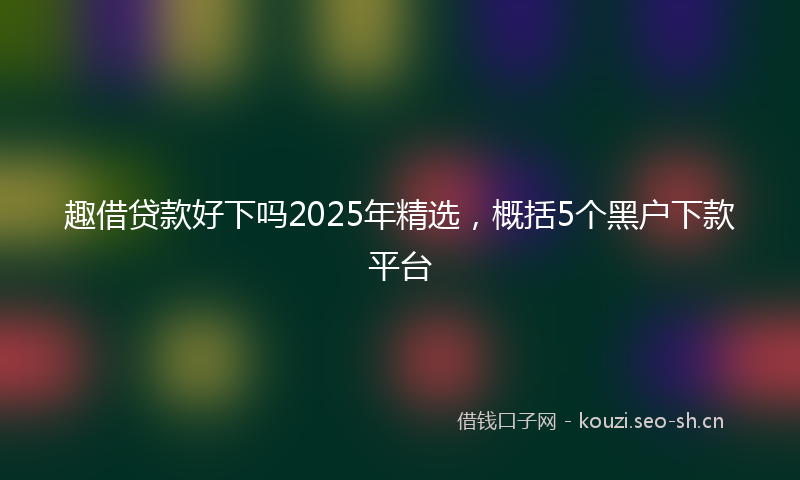 趣借贷款好下吗2025年精选，概括5个黑户下款平台
