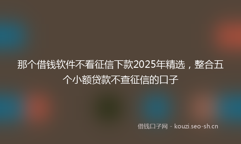 那个借钱软件不看征信下款2025年精选，整合五个小额贷款不查征信的口子