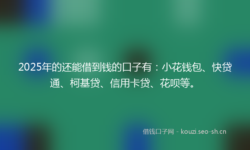 2025年的还能借到钱的口子有：小花钱包、快贷通、柯基贷、信用卡贷、花呗等。