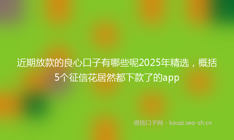 近期放款的良心口子有哪些呢2025年精选,概括5个征信花居然都下款了的app