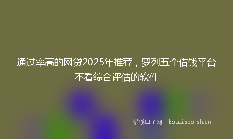 通过率高的网贷2025年推荐，罗列五个借钱平台不看综合评估的软件