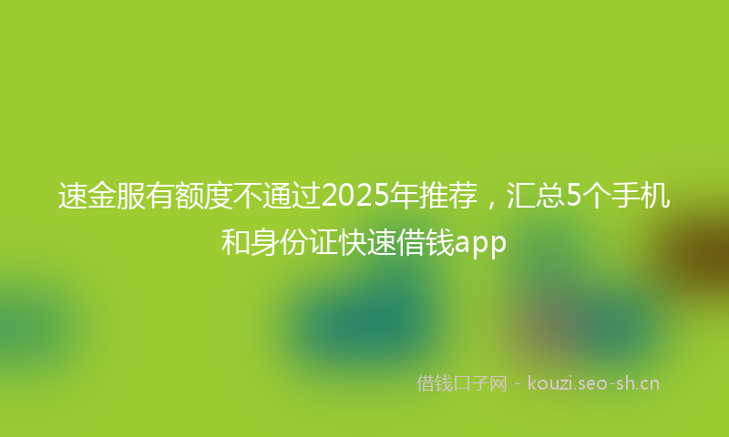 速金服有额度不通过2025年推荐，汇总5个手机和身份证快速借钱app