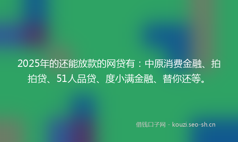 2025年的还能放款的网贷有：中原消费金融、拍拍贷、51人品贷、度小满金融、替你还等。