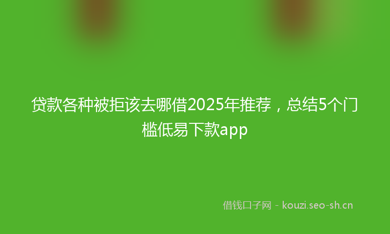 贷款各种被拒该去哪借2025年推荐，总结5个门槛低易下款app