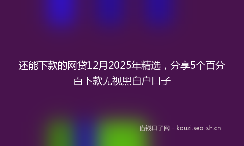 还能下款的网贷12月2025年精选，分享5个百分百下款无视黑白户口子