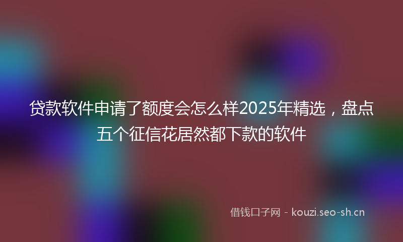 贷款软件申请了额度会怎么样2025年精选，盘点五个征信花居然都下款的软件