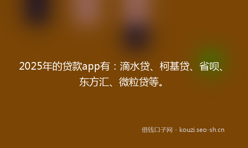 2025年的贷款app有：滴水贷、柯基贷、省呗、东方汇、微粒贷等。