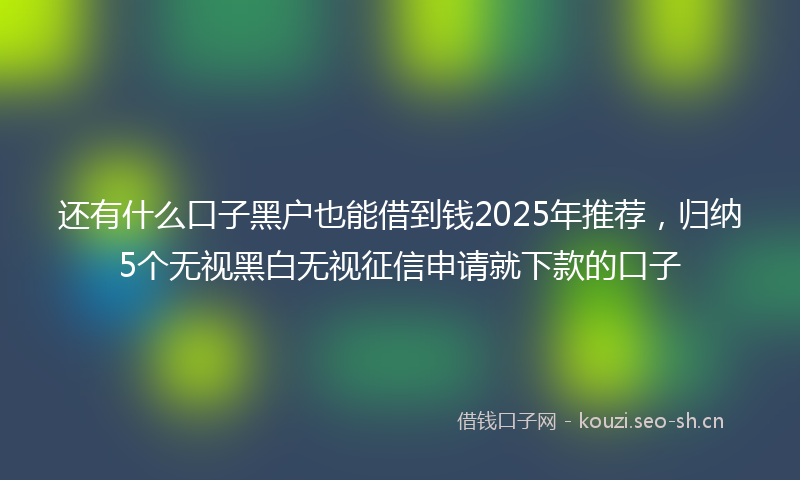 还有什么口子黑户也能借到钱2025年推荐，归纳5个无视黑白无视征信申请就下款的口子