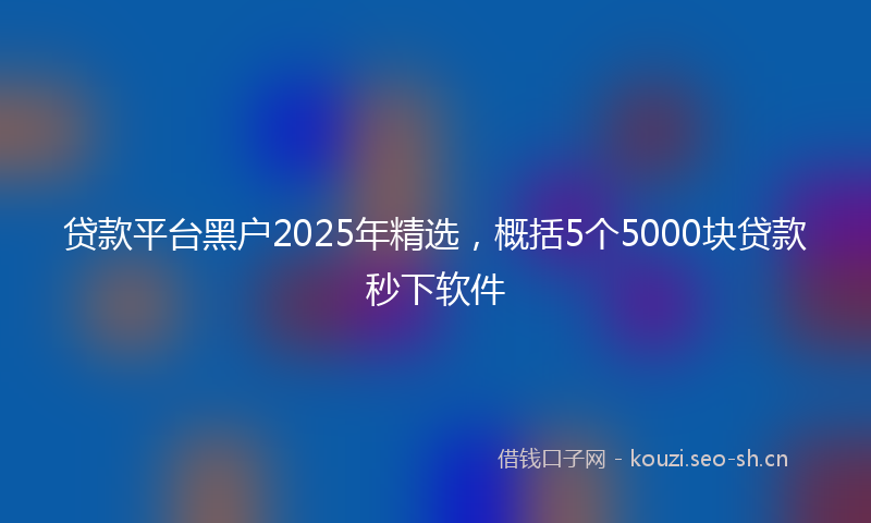 贷款平台黑户2025年精选，概括5个5000块贷款秒下软件