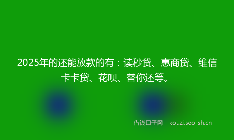 2025年的还能放款的有：读秒贷、惠商贷、维信卡卡贷、花呗、替你还等。