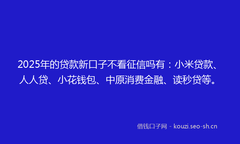 2025年的贷款新口子不看征信吗有：小米贷款、人人贷、小花钱包、中原消费金融、读秒贷等。