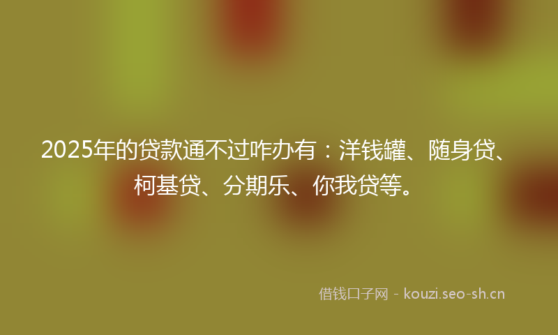 2025年的贷款通不过咋办有：洋钱罐、随身贷、柯基贷、分期乐、你我贷等。