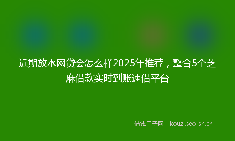 近期放水网贷会怎么样2025年推荐，整合5个芝麻借款实时到账速借平台