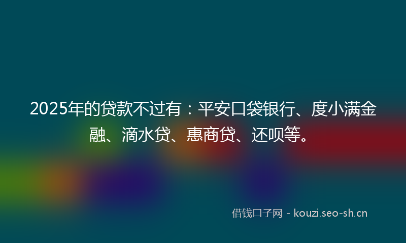 2025年的贷款不过有：平安口袋银行、度小满金融、滴水贷、惠商贷、还呗等。