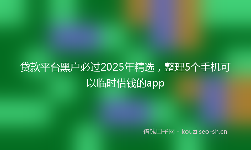贷款平台黑户必过2025年精选，整理5个手机可以临时借钱的app