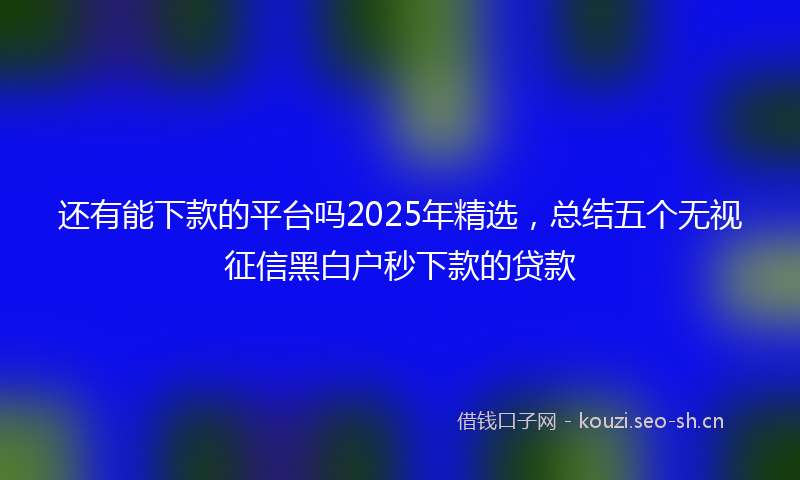 还有能下款的平台吗2025年精选，总结五个无视征信黑白户秒下款的贷款