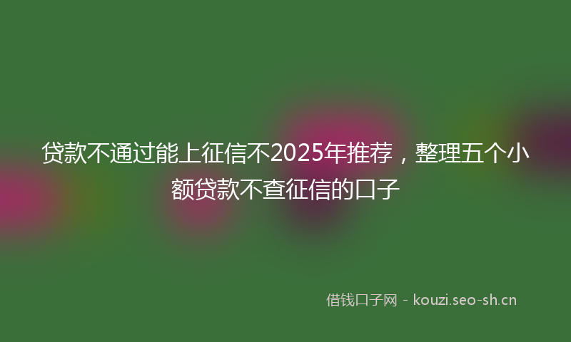 贷款不通过能上征信不2025年推荐，整理五个小额贷款不查征信的口子