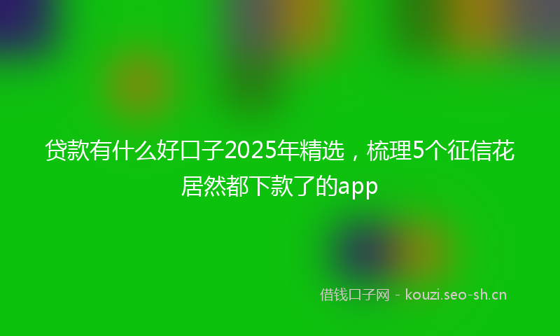 贷款有什么好口子2025年精选，梳理5个征信花居然都下款了的app