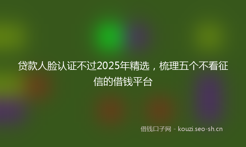 贷款人脸认证不过2025年精选，梳理五个不看征信的借钱平台