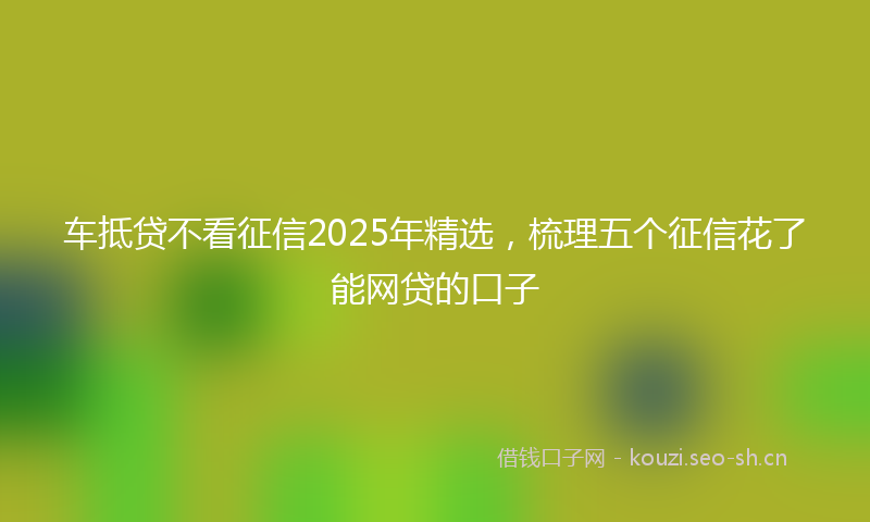 车抵贷不看征信2025年精选，梳理五个征信花了能网贷的口子
