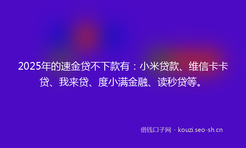 2025年的速金贷不下款有:小米贷款、维信卡卡贷、我来贷、度小满金融、读秒贷等。