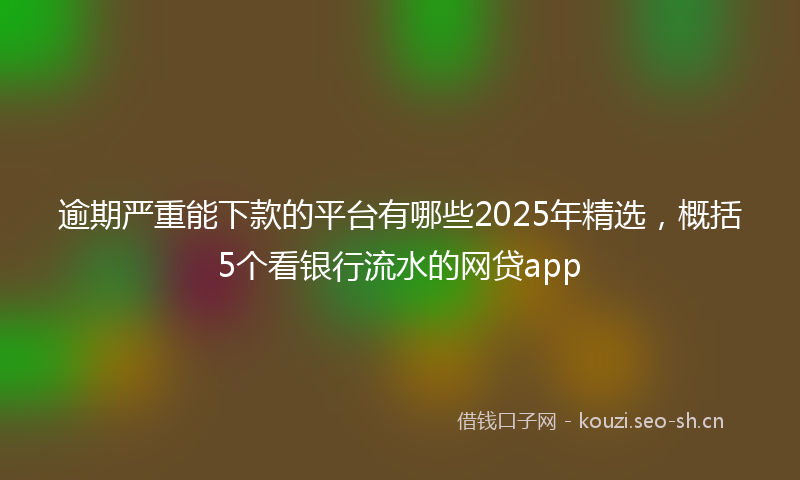 逾期严重能下款的平台有哪些2025年精选,概括5个看银行流水的网贷app