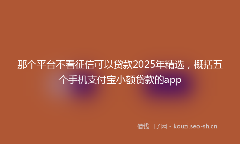 那个平台不看征信可以贷款2025年精选，概括五个手机支付宝小额贷款的app