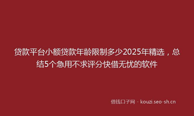 贷款平台小额贷款年龄限制多少2025年精选，总结5个急用不求评分快借无忧的软件