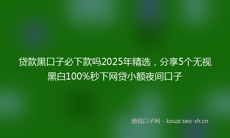 贷款黑口子必下款吗2025年精选，分享5个无视黑白100%秒下网贷小额夜间口子