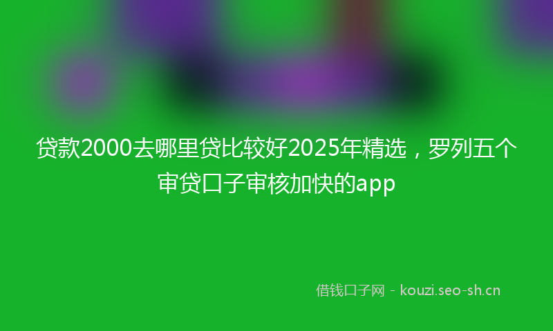 贷款2000去哪里贷比较好2025年精选，罗列五个审贷口子审核加快的app