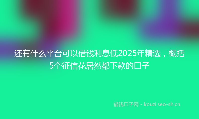 还有什么平台可以借钱利息低2025年精选，概括5个征信花居然都下款的口子