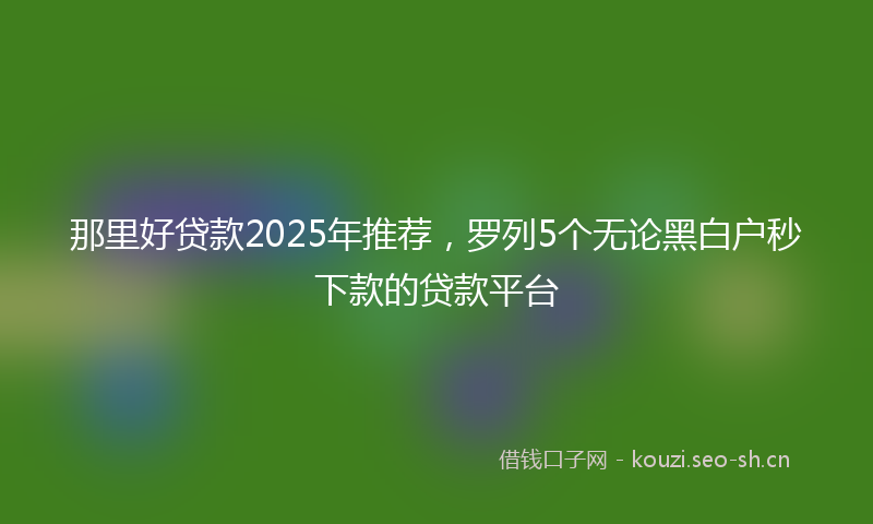 那里好贷款2025年推荐，罗列5个无论黑白户秒下款的贷款平台