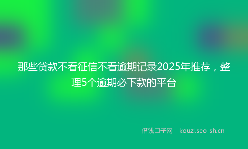 那些贷款不看征信不看逾期记录2025年推荐，整理5个逾期必下款的平台