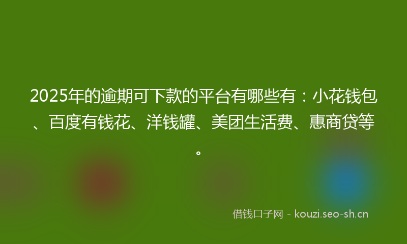 2025年的逾期可下款的平台有哪些有：小花钱包、百度有钱花、洋钱罐、美团生活费、惠商贷等。