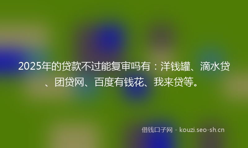 2025年的贷款不过能复审吗有：洋钱罐、滴水贷、团贷网、百度有钱花、我来贷等。