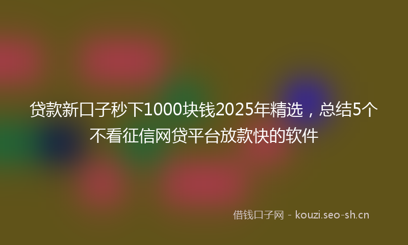 贷款新口子秒下1000块钱2025年精选，总结5个不看征信网贷平台放款快的软件