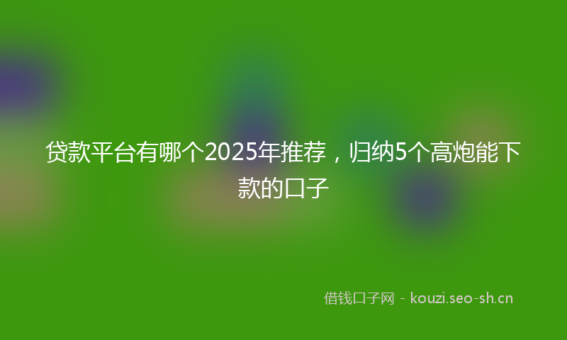 贷款平台有哪个2025年推荐，归纳5个高炮能下款的口子