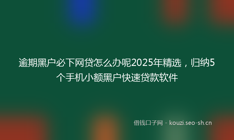 逾期黑户必下网贷怎么办呢2025年精选,归纳5个手机小额黑户快速贷款软件