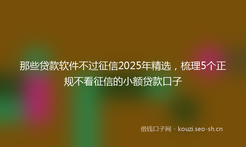 那些贷款软件不过征信2025年精选，梳理5个正规不看征信的小额贷款口子