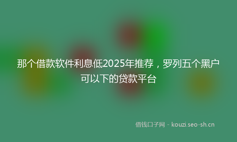 那个借款软件利息低2025年推荐，罗列五个黑户可以下的贷款平台