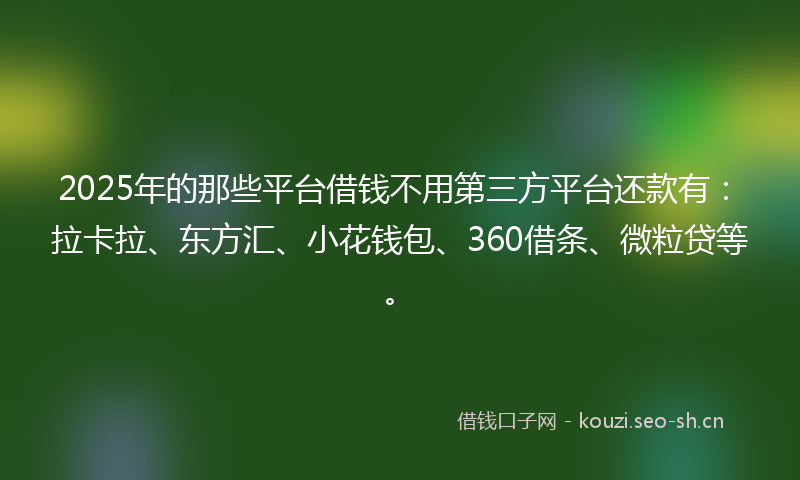 2025年的那些平台借钱不用第三方平台还款有:拉卡拉、东方汇、小花钱包、360借条、微粒贷等。