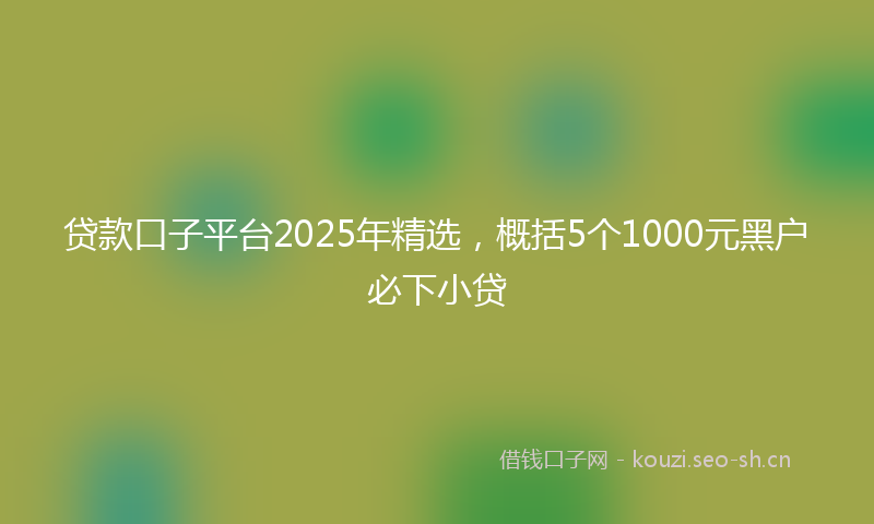 贷款口子平台2025年精选，概括5个1000元黑户必下小贷