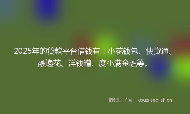 2025年的贷款平台借钱有：小花钱包、快贷通、融逸花、洋钱罐、度小满金融等。